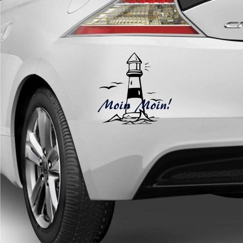 Rakelfix Leuchtturm Moin Moin ca.25cm Nordsee Ostsee Auto Aufkleber Wandtattoo Sticker UV& Waschanlagenfest Autoaufkleber