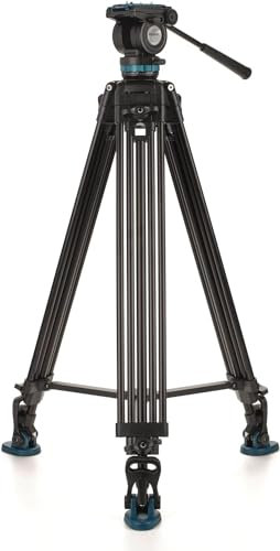 Benro KH26PC Video Tripod with Head, 15lb Payload, Continuous Pan Drag, Anti-Rotation Camera Plate (KH26PC)