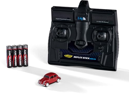 Carson 500504147 1:87 Volkswagen Beetle rot 2.4G 100% RTR - Fahrfertiges Modell, RC Auto, H0 Auto,RC Modell,Diorama Fahrzeug