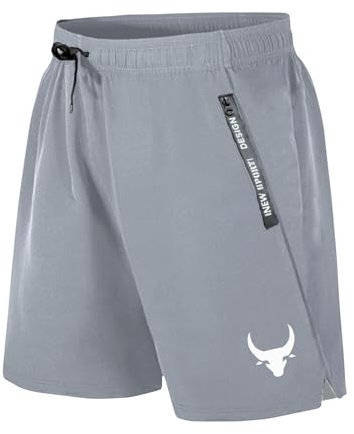 Herren Leicht Atmungsaktive Sweatshorts Quick Dry Laufshorts Activewear Shorts Training Kurz Sommer Freizeithose mit Taschen Sporthose Kurze A - Grau, XX-Large