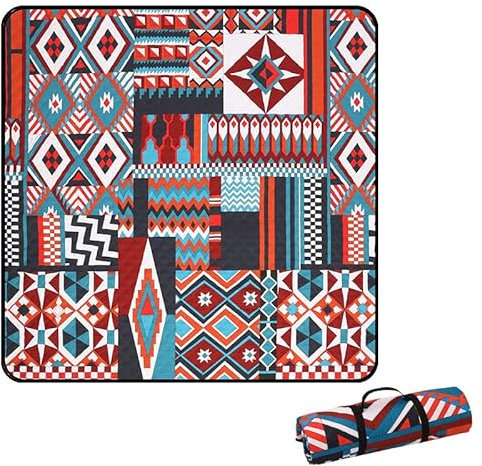 Picknickdecke für den Außenbereich, wasserdicht, groß, sandfrei, faltbar, mit Tragegurt, tragbare Campingdecke, Parkdecke für Strand, Camping, Graspark, Wandern, Reisen, Konzerte, drinnen (200 x 200