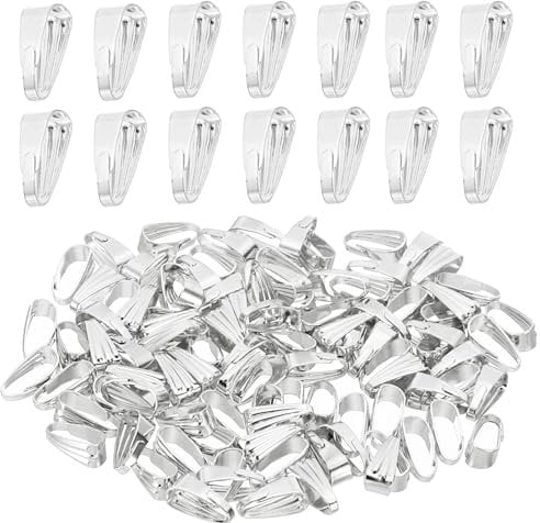 PATIKIL 8.5x3.5mm Snap Bail Hook Pinch, 100Pcs Alloy Pendant Charm Clasp Connectors Bail for Necklace Jewelry Making Bracelet Dangle DIY Crafts, Silver Tone