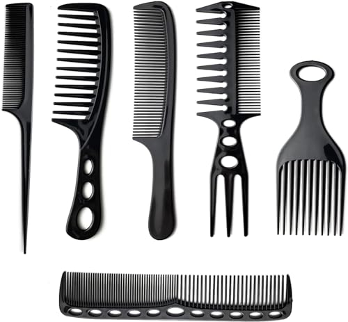 ALLBASA kit de 6pcs peigne,Brosse à Cheveux, Professionnelle pour Coiffeur, Brosses Démêlantes Peigne Professionnel Coiffure Anti-Statique (kit peigne)