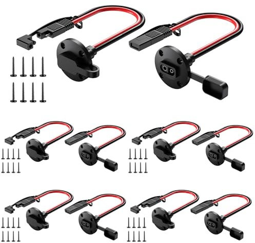 SAE-Stecker, Steckdose, Seitenwandanschluss, 10 AWG-Kabel, wetterfestes Kabel, Schnellanschluss, Panelmontage, universeller Unterputz-Adapter für Solargenerator, Batterieladegerät (5 Paar)