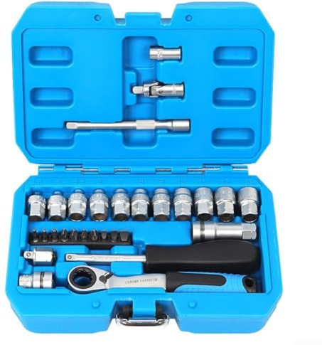 Oceanlend 29PCS Drive Socket Set&Tool Sets, Core Ratchet Socket Torque Wrench Kit Car Auto Repair Tool Screwdriver, for Automotive Repairs, DIY