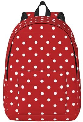 Mochila grande de lona con lunares blancos, bolsa de viaje para laptop, correas ergonómicas y antiagua para la universidad y el trabajo de negocios, Negro -, M