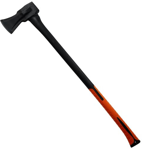 HRB Axt - Spaltaxt gehärtetem Stahl, zum Holz Spalten geeignet, Survival Axt mit ergonomischem Griff (Schwarz/Orange, 2,85 Kg)