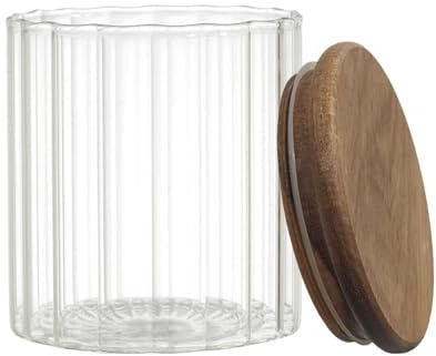 HOME DECO FACTORY Vorratsglas Akaziendeckel 50 cl Transparent | Glas und Akazie, Vorratsglas, 50 cl, Holzdeckel, trockene Vorräte, Küche, transparent