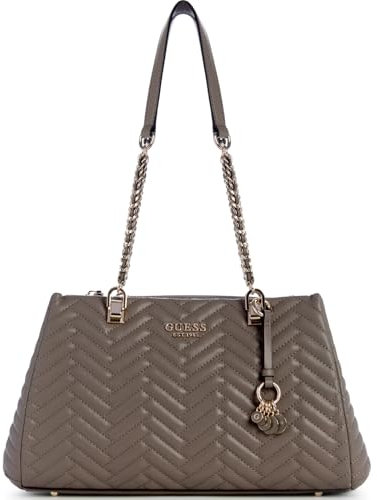 GUESS Damen Anning Schultertasche Umhängetasche, Dark Taupe