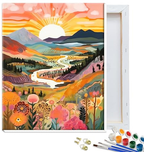 YALKIN Malen Nach Zahlen Erwachsene mit Rahmen (30x40cm), Paint by Numbers Malen Nach Zahlen, DIY Landschaft mit Pinseln und Acrylfarben Handgemalt Ölgemälde Leinwand für Home Decor