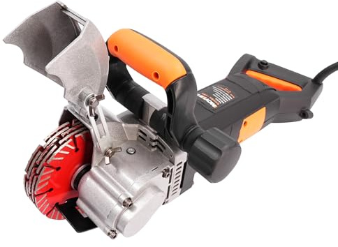 Elektrische Mauernutfräse Schlitzfräse Wandfräse mit 5 Sägeblättern, 4800W 5000RPM Elektrische Betonnut Schneidemaschine, Max. Schlitztiefe 42mm/Breite 40mm Mauerfräse Betonsäge mit Wasserpumpe