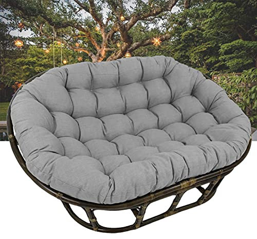 Egg Chair Kissen mit Bändern, Doppelsitz, Schaukelstuhl-Pads für Außenbereich, Terrasse, Garten, Grau, 165,1 x 114,3 x 15,2 cm