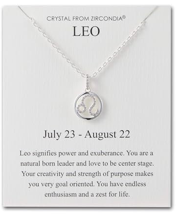 Philip Jones Leo Star Sign Zodiac Necklace and Quote Card with Zircondia® Crystals