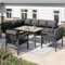 Merax Gartenmöbel Set 8-Personen, Sitzgruppe Gartenlounge Set mit Tisch & Kissen, Outdoor Ecksofa-Set aus verzinktem Eisen, handgeflochten Seil, Essgruppe wetterfest für Garten Balkon Terrasse, Grau