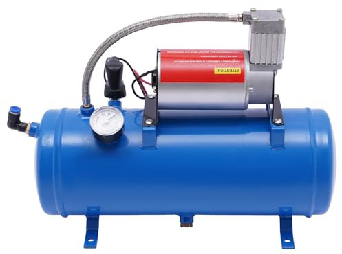 Air Compressor DC 12V with Pressure Gauge and 6L Fuel Tank Air Compressor Pump Tank Kit,Used for Automotive Tires and Engines