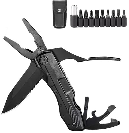 Foyscr 5-in-1 Foldable Stainless Steel Multi-Tool Pliers with Oxford Bag – Perfect for Camping & Fishing, Great for Men