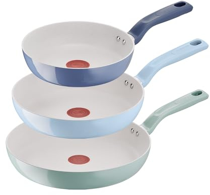 Lagostina Armonia, Set di Padelle Antiaderenti 3 Pezzi in Alluminio Riciclato, Rivestimento Mineralia, Indicatore di Calore Thermo-Signal, Manico Rivettato, Compatibili con Induzione