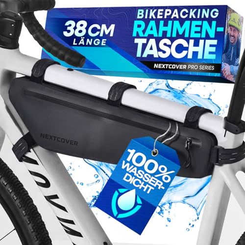 Nextcover® Bikepacking ramväska [38 cm] I cykelväska ram – 100 % vattentät tack vare AquaShield TPU I underrörsväska cykel I cykelpacking väskor för gravelbike, racercykel, MTB