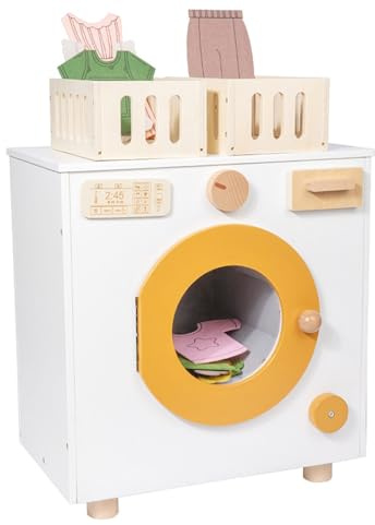 sszxmy Jouet de Machine à Laver en Bois pour Jeu d'imitation, Machine à Laver à Tambour pour Le Jeu de rôle des Enfants