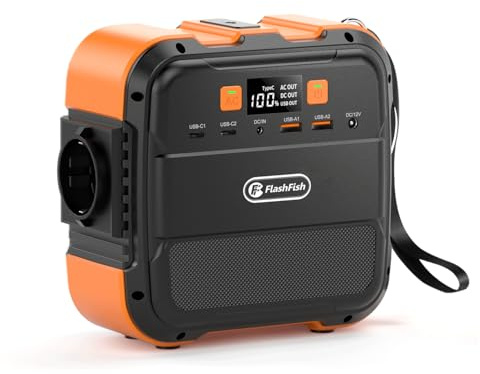 FlashFish Powerstation 98Wh 120W, 230V AC, Akku-Energiestation für Camping | Mobile Stromversorgung,nur 1,09kg,USB-A & USB-C PD als Ausgänge,12V DC,5W LED, für Handy,Tablet,Kamera & kleine Elektronik