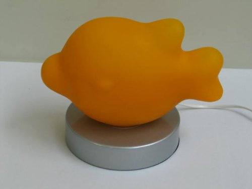 Dapo mundgeblasene Vollglas Tischleuchte Fabius Fisch orange E14 max. 40Watt Glasleuchte Dekoleuchte