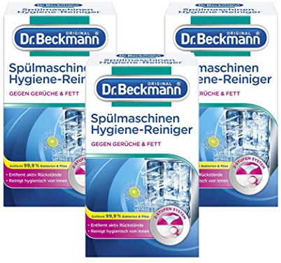 Dr. Beckmann Spülmaschinen Hygiene-Reiniger | Entfernt Rückstände, Fett Und Unangenehme Gerüche | Inkl. Spezial-Reinigungs-Tuch 3x 75 g