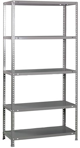 SimonRack Schwerlastregal, Lagerregal, 200x110x40 Metallregal, Kellerregal, Biegestelle 90 kg, 5 Fachböden, Grau - Comfort | 5 Höhen, Metallablage, Biegepunkt 90 kg, Korrosionsschutzlackierung, Montage mit Schrauben, Grau