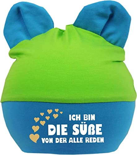 Kleiner Fratz Baby Ohren Mütze Multicolor (Farbe Lime-royal) (Gr. 1 (0-74) Ich Bin der Süße von dem alle reden