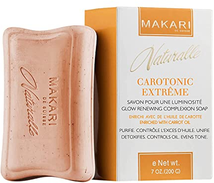 Makari Naturalle Carotonic Extreme Haut Aufhellung Seife 7oz. - Exfoliating & Toning Body Seife mit Karottenöl & SPF 15 - Reinigung & Whitening Behandlung für dunkle Flecken & Akne-Narben
