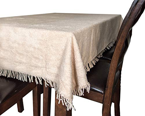 Snugglemore 100% Pure Cotton Chenille Table Covers Tablecloth Non Iron (137cm x 137cm, Caramel)