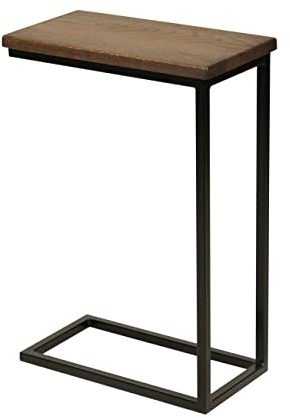 BestLoft.de Kleiner Beistelltisch Couch Schwarz Weiß Holz Laptoptisch C Form Sofatisch Side Table Tabletttisch Eiche Bed Table Nachttisch hoch Laptoptisch für Couch Kleiner Wohnzimmertisch (CSD)