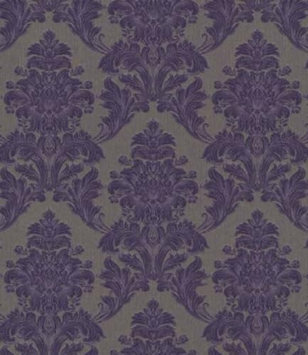 Casa Padrino Barock Textiltapete Lila/Grau 10,05 x 0,53 m - Tapete im Barockstil