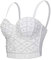 Woboren Push up Bustier Crop Top para mujer Gothic Punk Rhinestone Corset Clubwear Party Bra (Blanco, S)