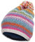 Pachamama Damen Wollmütze Bommelmütze Fleece gefüttert handgestrickt Punkte Streifen mehrfarbig Einheitsgröße handgefertigt extra warm Fair Trade, mehrfarbig, Einheitsgröße