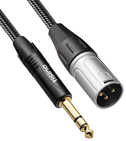 Tisino Cable XLR Macho a Jack, Trenza de nailon 6,35 mm TRS a XLR Balanceado Cable para Micrófono, Altavoz, Amplificador, Equipo de Sonido - 1M