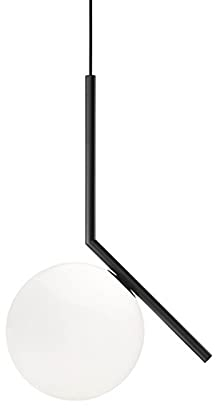MZStech Modern Fashion Sphärische Hängelampe, Schwarzes Eisen & Glas Pendelleuchte Kronleuchter Hängelampe (20cm)