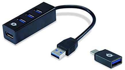 Conceptronic HUBBIES04B 4-Port-USB 3.0-Hub und OTG-Adapter für USB-C