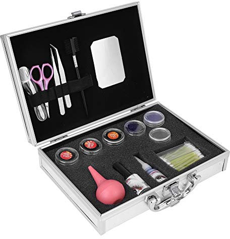 Kit di extension per ciglia finte, strumento di pratica per principianti, kit professionale di extension per ciglia con pinzette, forbici, colla e custodia, ecc. Set di extension per ciglia