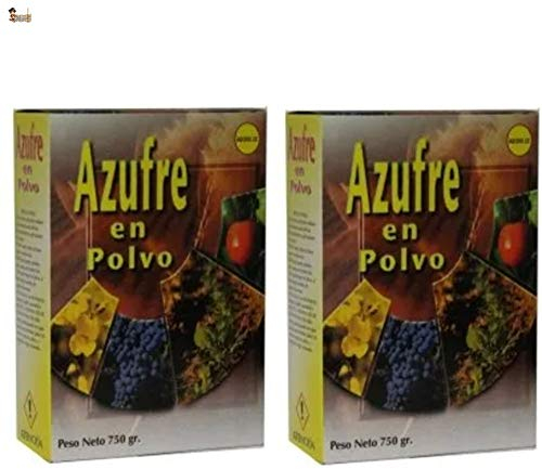BricoLoco Azufre en Polvo espolvoreo mojable. 1,5 kgs. (2x750 grs.) Anti oídio mildiu Plantas. Abono, Fertilizante, fungicida acaricida contra Hongos en Vid, Olivo, cítricos, huerto, Rosales. (2)