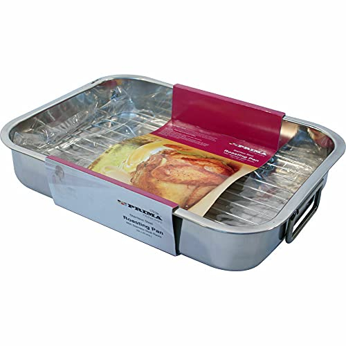 Stainless Steel Roasting Trays Oven Dish Baking Roaster Tray Grill 32CM X 24CM