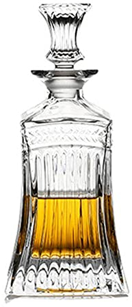 Decantador de whisky de vidrio hecho a mano con tapón de vidrio, decantador de cristal sin plomo para alcohol, vino, escocés, brandy o decantador de bourbon