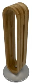 Generisch Headset Ständer | Headset Stand | Kopfhörer Halterung | Alu Standuß | Hellbraun | Silber | Bambus Holz Optik