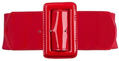 Hanna Nikole Damen Elegant Buckle Damengürtel Einfarbig Stretchgürtel Red XL