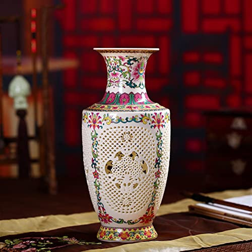 FAMoUsGoods Design Antique Jingdezhen China Ceramic Vase chinesische durchbohrte Vase for Blumenvasen Dekorativ