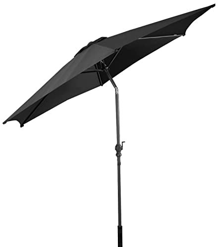TANGZON 2.7M/3M Tilting Patio Umbrella, Portable Powder-coated Steel Garden Parasol with Crank Handle, Outdoor UV Protective Windproof Sun Shade for Deck Yard Lawn Poolside (2.7M, Black)