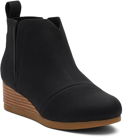 TOMS Youth Girl's Clare Boot, Black PU Nubuck, 1 UK