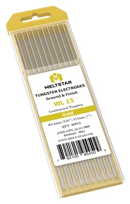 MELTSTAR WL15 Gold 1.5% Lanthanoxid WIG Wolframelektrode Elektrode Ø2.4 x 175MM 10 Stück strahlungsfreie professionelle Elektrode zum WIG-Schweißen, Polieren und Schleifen
