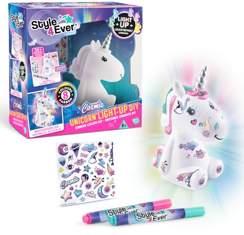 Canal Toys - Style 4 Ever OFG 268- Leuchtende DIY Cosmic Einhorn zu dekorieren mit Markern und Aufklebern zum Dekorieren, Collector's Edition, 1set, Weiß