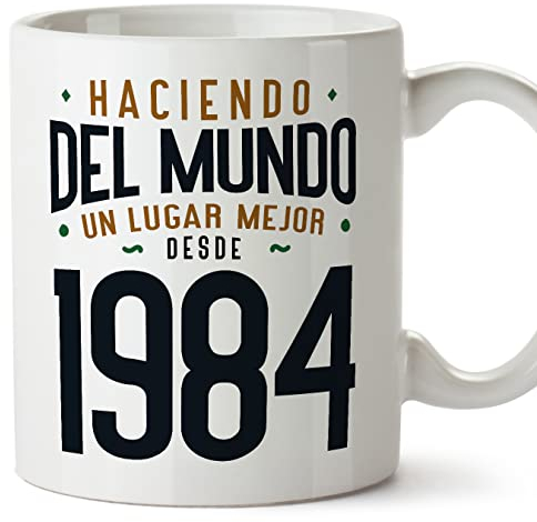 MUGFFINS Tazas 1984 Cumpleaños - En Español - Haciendo del Mundo un Lugar Mejor - 11 oz / 330 ml - Regalo original y divertido