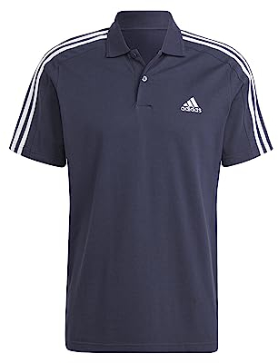 adidas Men's Essentials Piqué Embroidered Small Logo 3-Stripes Polo Shirt, Legend Ink/White, XXL